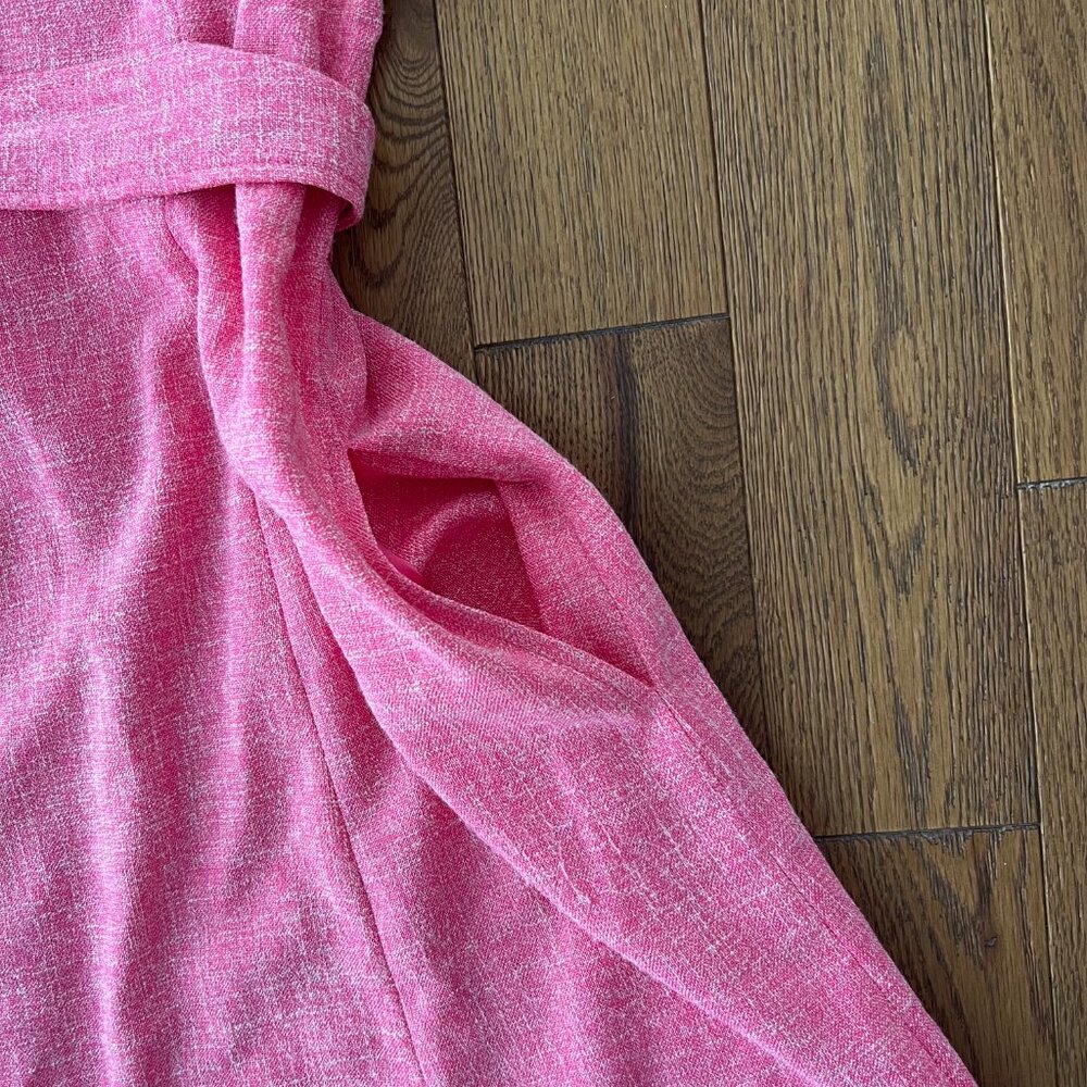 Anne Klein Pink Belted Midi Dress Tailored Button Front Short Sleeve Vintage - Picture 6 of 11